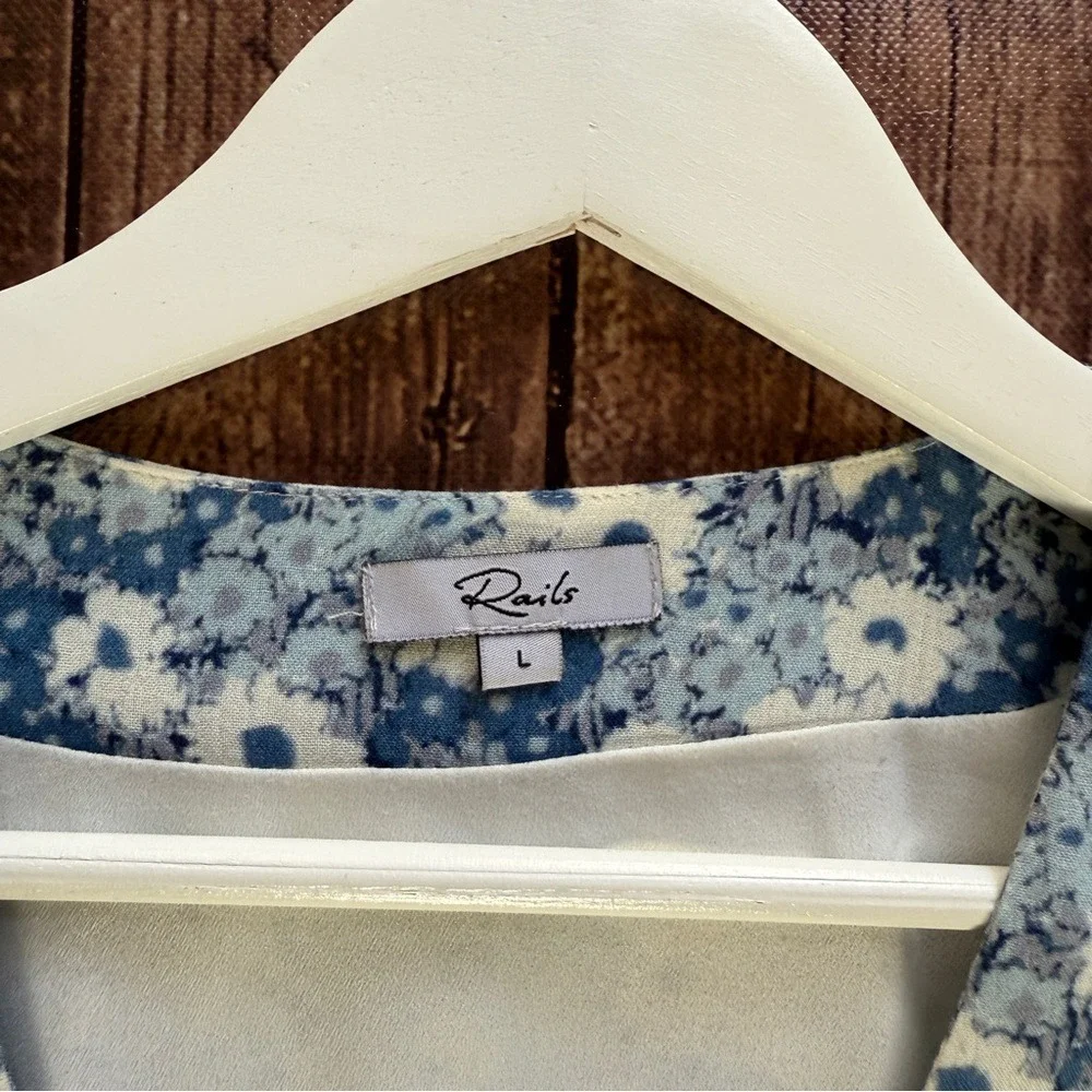 Rails Womens Elsie Blue Jasmine Boho Floral Prairie Mini Dress Size L Cottage‎
